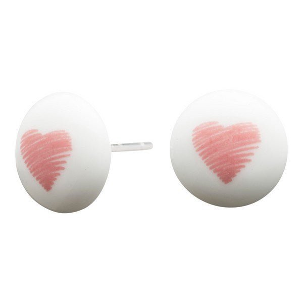 Nordahl Andersen sølvørestikker med rosa porcelænshjerte 10,5 mm